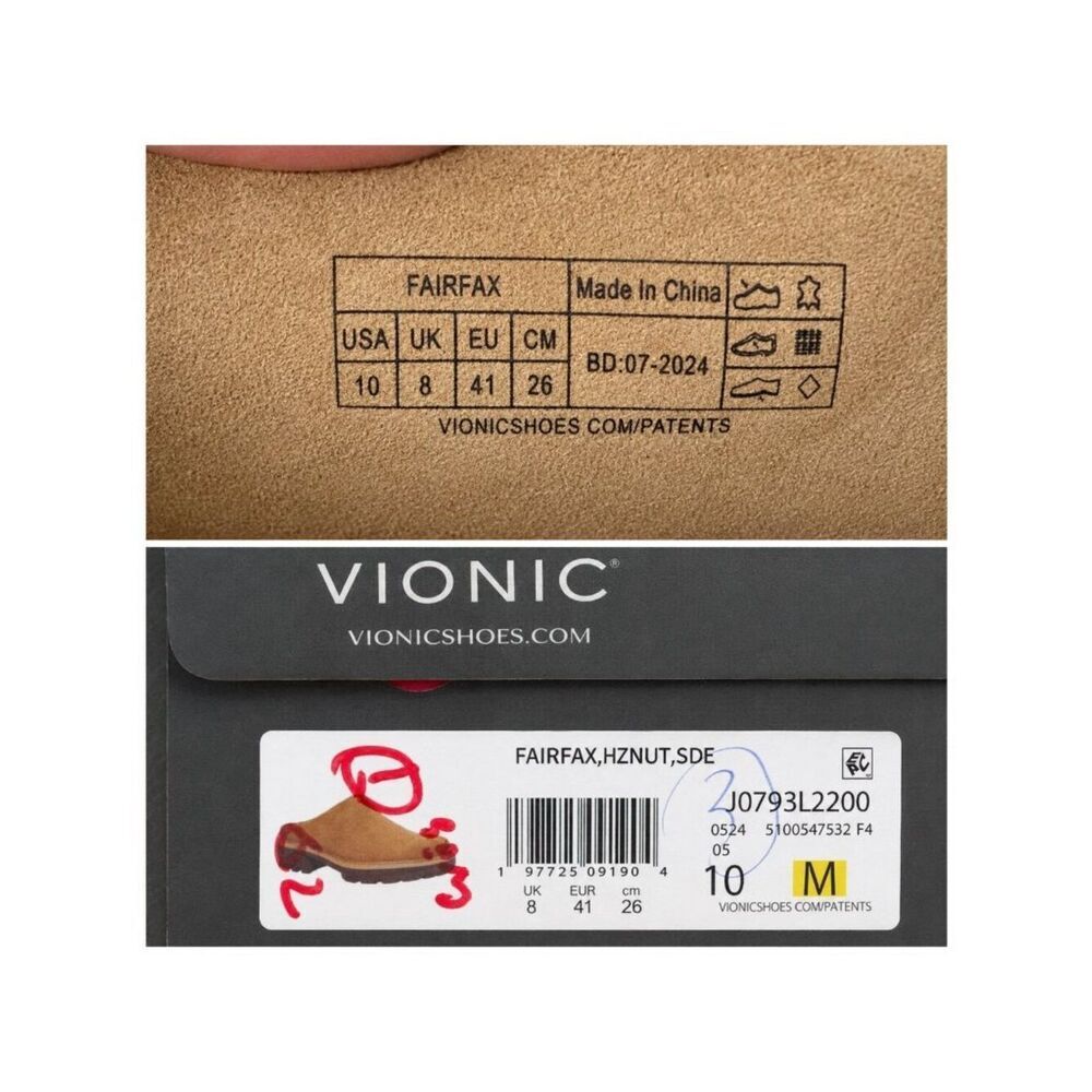 Vionic Fairfax Hazelnut Suede Leather Supportive Mule Clog Lug Sole Women’s 10 - Picture 12 of 12